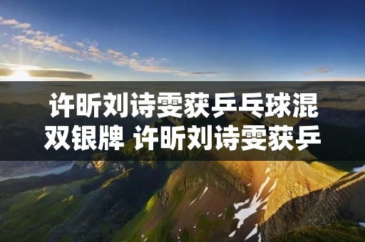 许昕刘诗雯获乒乓球混双银牌 许昕刘诗雯获乒乓球混双银牌采访