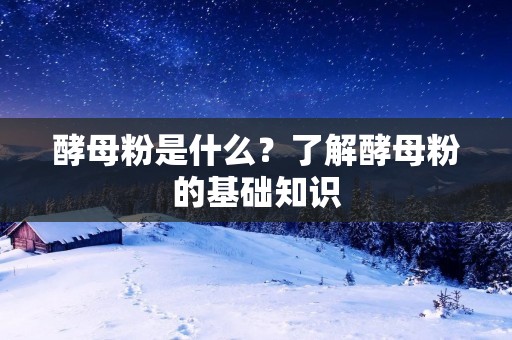 酵母粉是什么?了解酵母粉的基础知识