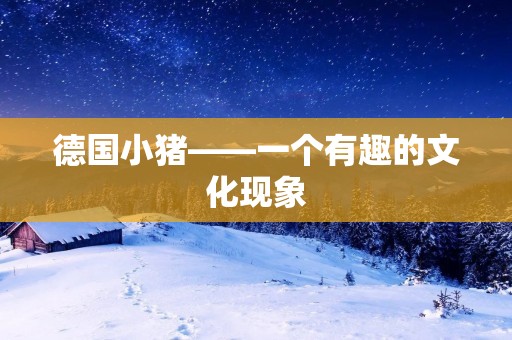 德国小猪——一个有趣的文化现象