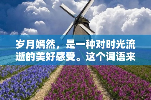 岁月嫣然，是一种对时光流逝的美好感受。这个词语来自于唐代著名诗人杜牧的《赠别》：“人生若只如初见，何事秋风悲画扇。等闲变却故人心，却道故人心易变。骊山语罢清宵半，泪雨零铃终不怨。何如薄幸锦衣郎，比翼连枝当日愿。”岁月嫣然，是对于人生经历的一种美好回忆，是对于时光的一种温馨感悟。
