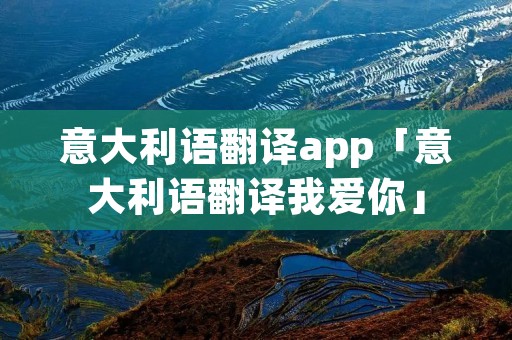 意大利语翻译app「意大利语翻译我爱你」 意大利语翻译app「意大利语翻译我爱你」