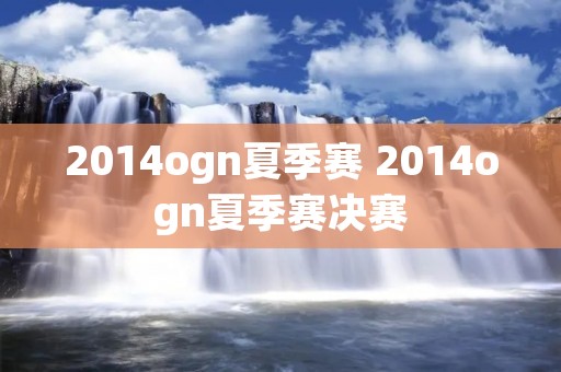 2014ogn夏季赛 2014ogn夏季赛决赛 2014ogn夏季赛 2014ogn夏季赛决赛