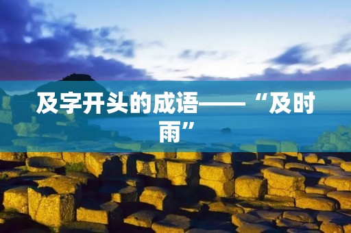及字开头的成语——“及时雨”