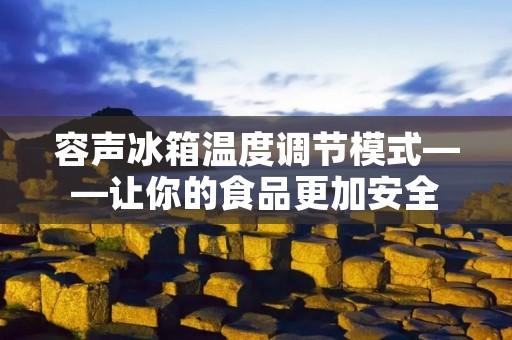 容声冰箱温度调节模式——让你的食品更加安全