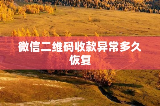 微信二维码收款异常多久恢复