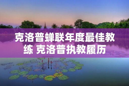 克洛普蝉联年度最佳教练 克洛普执教履历