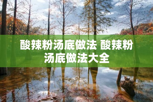 酸辣粉汤底做法 酸辣粉汤底做法大全