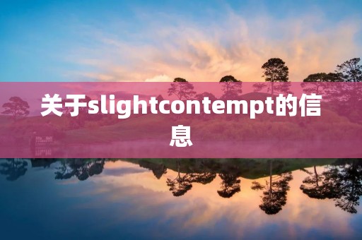 关于slightcontempt的信息