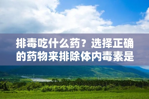排毒吃什么药？选择正确的药物来排除体内毒素是许多人关心的问题。在现代社会中，我们经常暴露在各种有害物质中，如化学物质、污染空气和不健康的饮食习惯等。这些有害物质会积累在我们的身体内，对我们的健康产生负面影响。因此，通过排毒来清除体内毒素是非常重要的。
