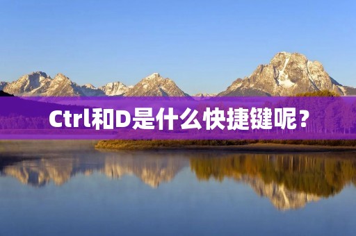 Ctrl和D是什么快捷键呢?