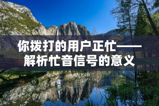 你拨打的用户正忙——解析忙音信号的意义