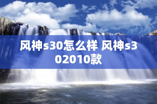 风神s30怎么样 风神s302010款