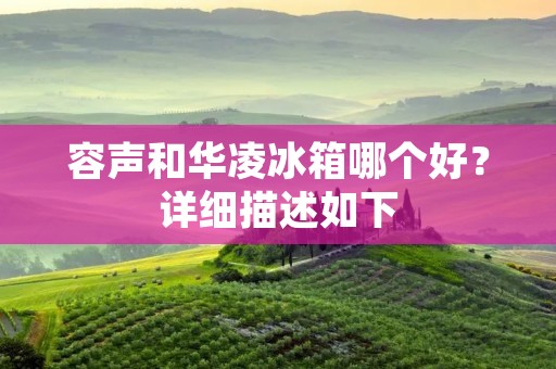 容声和华凌冰箱哪个好？详细描述如下：