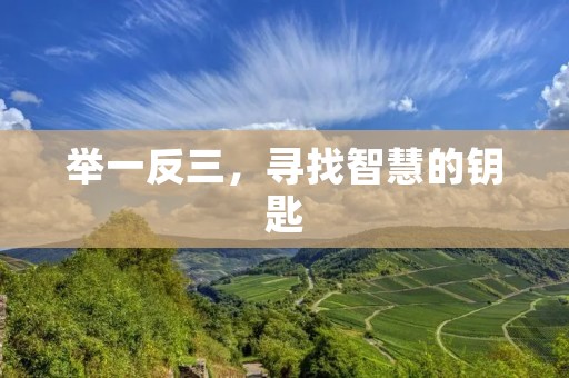 举一反三,寻找智慧的钥匙