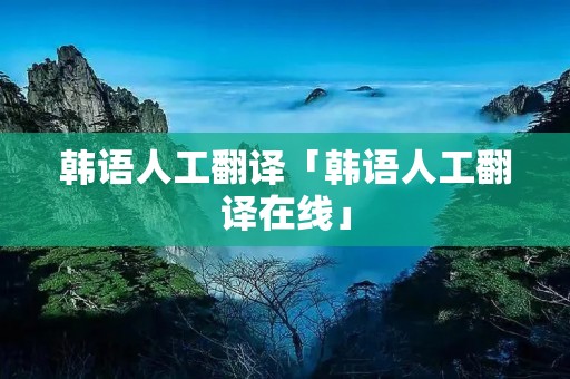 韩语人工翻译「韩语人工翻译在线」
