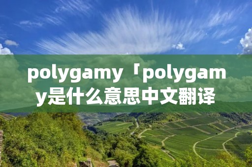 polygamy「polygamy是什么意思中文翻译」 polygamy「polygamy是什么意思中文翻译」