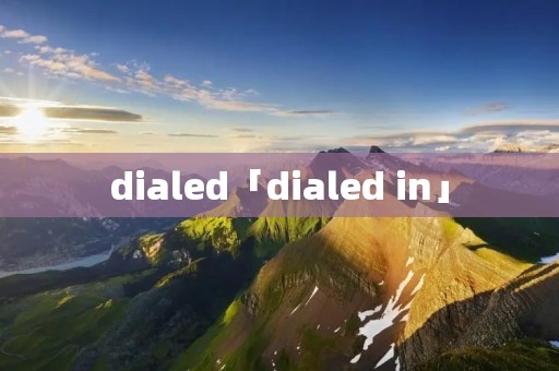 dialed「dialed in」