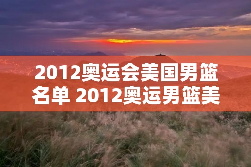 2012奥运会美国男篮名单 2012奥运男篮美国队