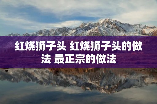 红烧狮子头 红烧狮子头的做法 最正宗的做法