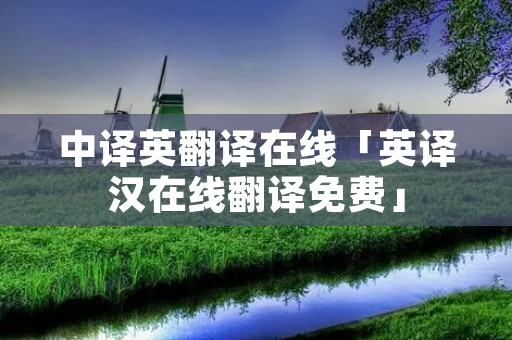 中译英翻译在线「英译汉在线翻译免费」