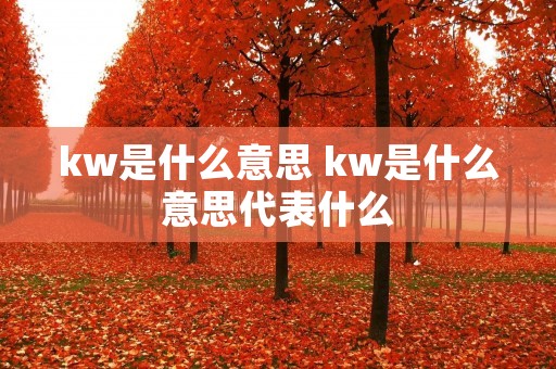 kw是什么意思 kw是什么意思代表什么