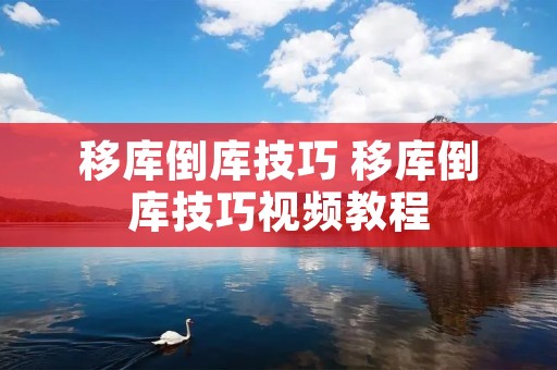 移库倒库技巧 移库倒库技巧视频教程