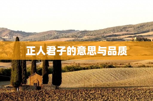 正人君子的意思与品质