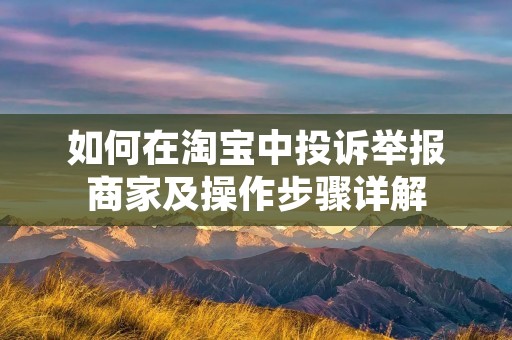 如何在淘宝中投诉举报商家及操作步骤详解