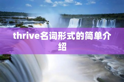 thrive名词形式的简单介绍 thrive名词形式的简单介绍