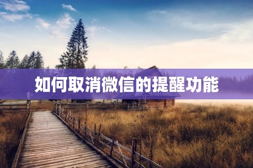 如何取消微信的提醒功能