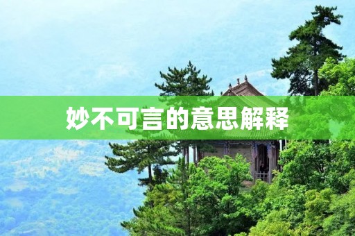 妙不可言的意思解释