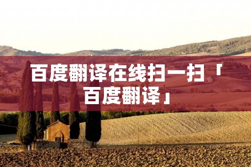 百度翻译在线扫一扫「百度翻译」
