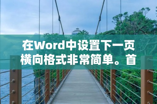 在Word中设置下一页横向格式非常简单。首先，打开Word文档并定位到需要设置下一页横向的页面。然后，按住Ctrl键并同时点击鼠标左键，将光标放置在页面的最后一个字符之后。接下来，点击页面布局选项卡上的“分隔符”按钮，然后选择“下一页”选项。此时，新的横向页面将出现在光标位置之后。