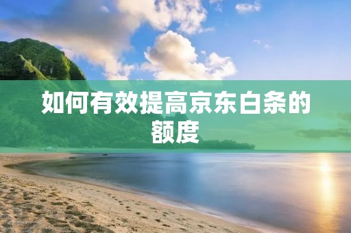 如何有效提高京东白条的额度