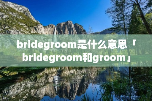 bridegroom是什么意思「bridegroom和groom」