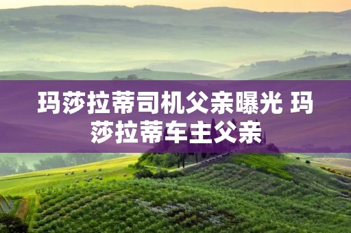 玛莎拉蒂司机父亲曝光 玛莎拉蒂车主父亲 玛莎拉蒂司机父亲曝光 玛莎拉蒂车主父亲