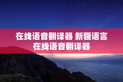 在线语音翻译器 新疆语言在线语音翻译器