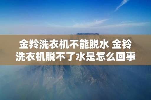 金羚洗衣机不能脱水 金铃洗衣机脱不了水是怎么回事