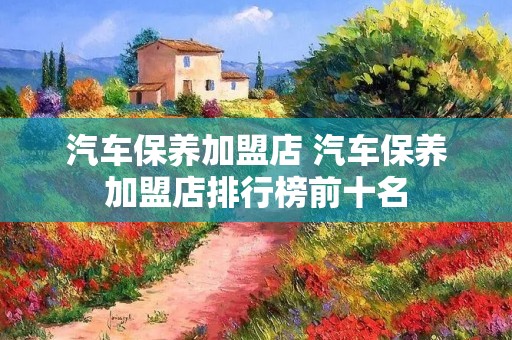 汽车保养加盟店 汽车保养加盟店排行榜前十名