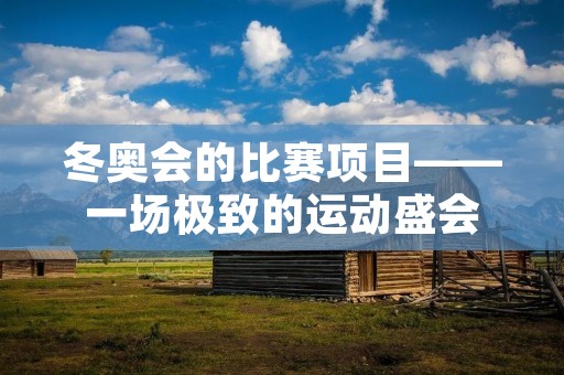 冬奥会的比赛项目——一场极致的运动盛会