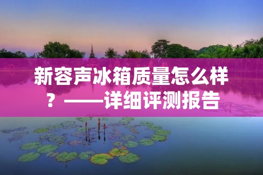 新容声冰箱质量怎么样？——详细评测报告