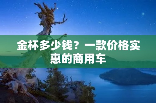 金杯多少钱?一款价格实惠的商用车 金杯多少钱?一款价格实惠的商用车