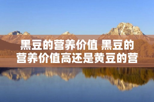 黑豆的营养价值 黑豆的营养价值高还是黄豆的营养价值高