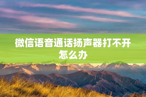微信语音通话扬声器打不开怎么办