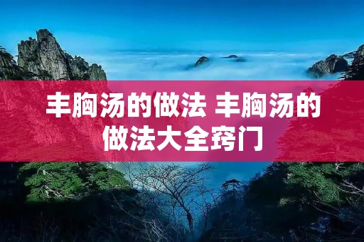 丰胸汤的做法 丰胸汤的做法大全窍门