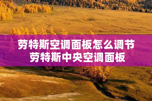 劳特斯空调面板怎么调节 劳特斯中央空调面板 劳特斯空调面板怎么调节 劳特斯中央空调面板