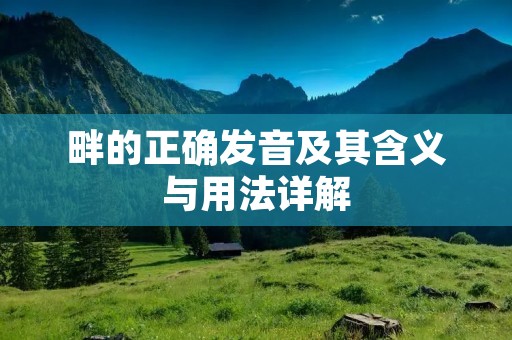 畔的正确发音及其含义与用法详解