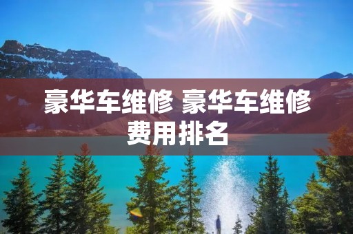 豪华车维修 豪华车维修费用排名