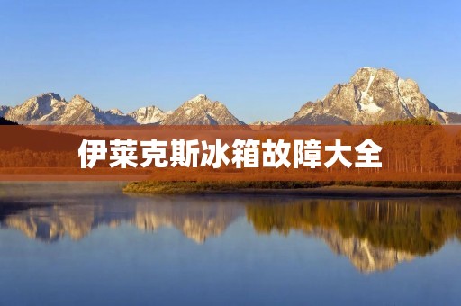 伊莱克斯冰箱故障大全：常见故障及解决办法