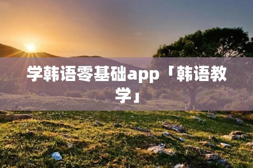 学韩语零基础app「韩语教学」 学韩语零基础app「韩语教学」